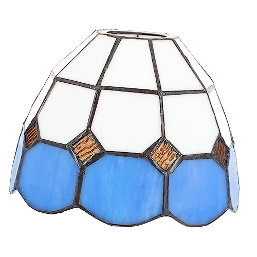 Angoily Vintage Glaslampenschirm Dekorativer Lampenaufsatz für Deckenleuchten Geeignet für Wohnzimmer und Schlafzimmer Weiß Blau von Angoily