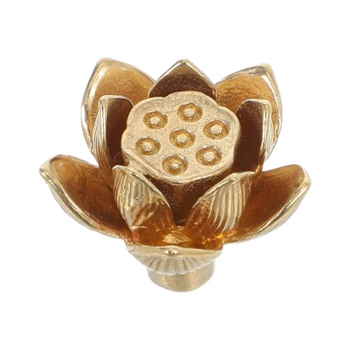 Angoily Vintage Lotus Blume Messing Türgriff Vintage Türgriffe Möbelbeschläge Kommode Schubladenknöpfe Antik Lotusblütenform Komfortabler Griff für Schrank Küchenmöbel von Angoily