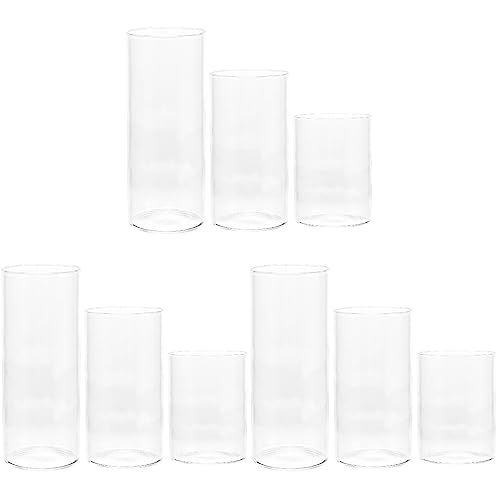 Angoily Zylinder-Hurricane-Kerzenhalter Aus Glas 9Er-Set Zylinder-Kerzenhalter Aus Klarem Glas Für Stumpenkerzen Klare Zylindervase Moderne Glasvasen Für Hochzeitsdekoration von Angoily