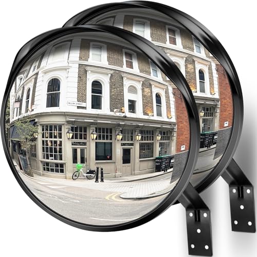 Angooni 𝟮 𝗣𝗖𝗦 40 cm Verkehrsspiegel Sicherheitsspiegel, Verstellbarer Weitwinkel Konvexspiegel, Garage Spiegel, Acryl Rund Traffic Mirror (Unterstützt Innen - und Außenbereich)… von Angooni