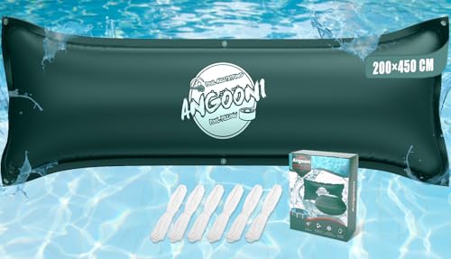 Angooni Poolkissen Winter 200 x 450 cm XXL (für 320-750 x 550-860 cm Pools) | Luftkissen Pool mit Doppelnaht zur Poolabdeckung | Pool Kissen für den Winter mit Boston Dual-Inflation Ventil | Grüner von Angooni