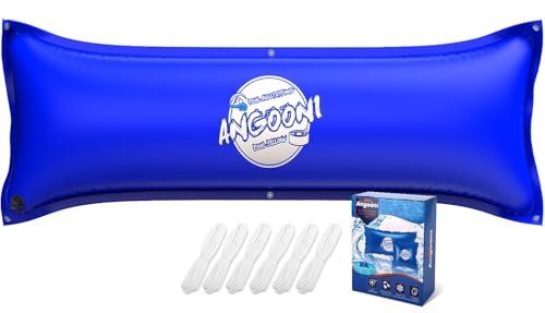 Angooni Poolkissen Winter 200 x 450 cm XXL (für 320-750 x 550-860 cm Pools) | Luftkissen Pool mit Doppelnaht zur Poolabdeckung | Pool Kissen für den Winter mit Boston Dual-Inflation Ventil | blau von Angooni