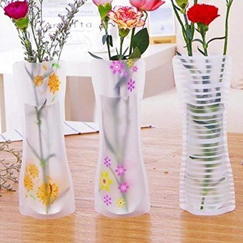 3Pcs Tragbare umweltfreundliche Blumen-Nette Faltbare Vase Hochzeit Office Home Dekoration Zufall PVC-Plastikblumen-Vase von Angoter