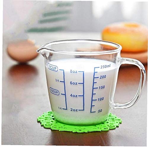 250ml hitzebeständiges Glas Messbecher Kinder Milk Cup mit Skala Mikrowellenmessbecher Transparent Maßstab Cup von Angoter