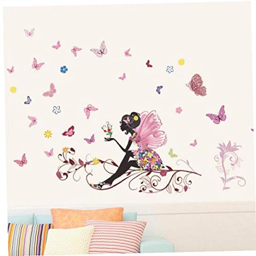 Angoter Blumen-Fee-Aufkleber für Kind-Raum-Mädchen-Abziehbilder Poster Wohnzimmer-Wand-Aufkleber-Ausgangsdekor von Angoter