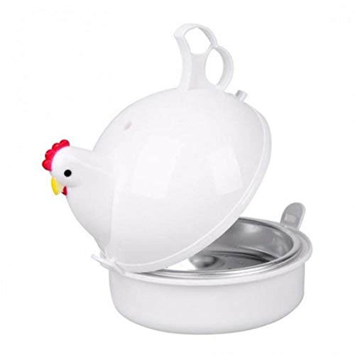 Mikrowelle Eierkocher Huhn-Form-Ei-Kocher-Edelstahl-Dampfkessel-Dampfer für 4 Eier Werkzeug Küche Kochen Gadgets von Angoter