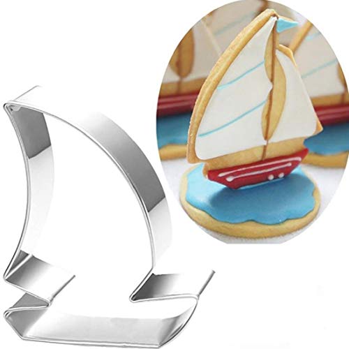 Angoter Segelschiff Piratenschiff Ausstechform Moulds Wiederverwendbare Edelstahl-Form-Kuchen für Plätzchen Kuchen, Backen-Werkzeuge von Angoter