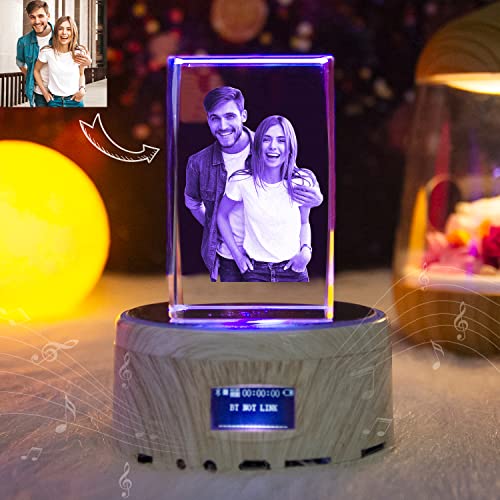Angry Egg Boy Kristall mit Gravur Foto, Büro-Desktop-Dekoration, Personalisiertes Kristall Rotation Fotorahmen, Geschenk mit Bluetooth-Drehlautsprecher, Erinnerungsgeschenk von Angry Egg Boy
