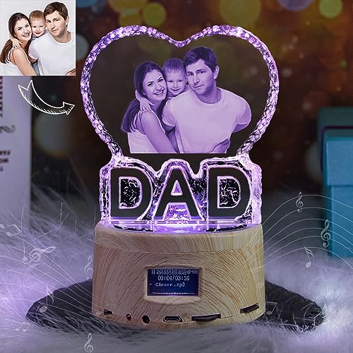 Angry Egg Boy Papa Geschenke, 3D Kristall-Fotorahmen Herzförmig, Personalisierte Geschenke für Papa, Rotation Kristall Fotorahmen Papa Vatertag Geburtstag Weihnachtsgeschenke von Angry Egg Boy