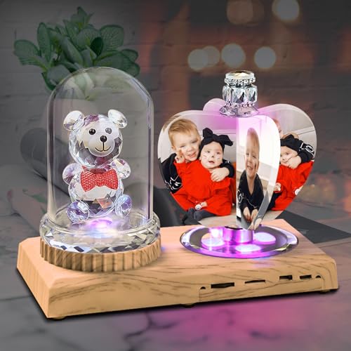 Angry Egg Boy Personalisierte maßgeschneiderte Herz 4 Foto drehen Windmühle Bilderrahmen Kristalllampe Personalisiertes Geschenk zum Valentinstag Geburtstag Weihnachtsgeschenke Bär Lampe von Angry Egg Boy