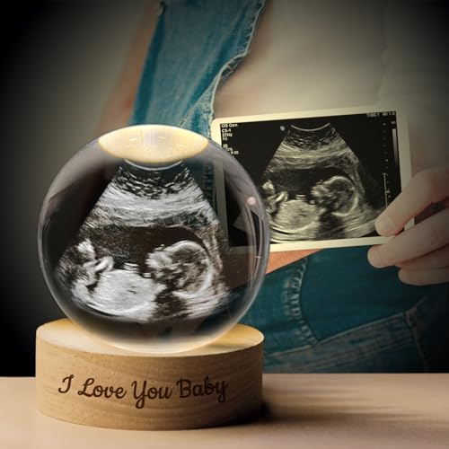 Personalisierte Ultraschall-Foto-Kristallkugel, Personalisierte Foto Kristall Dekorative Kugel mit Licht Halter, Individuelle Foto & Text Kristall Bildrahmen Dekorative, Geschenk für Mama Papa von Angry Egg Boy