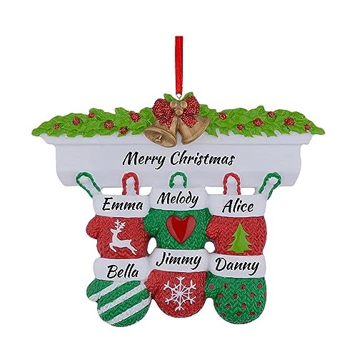 Personalisierte Weihnachten Mitten Ornamente 2024 Familie von 2,3,4,5,6,7,8 Weihnachten Ornamente benutzerdefinierte Namen benutzerdefinierte Geschenke für Weihnachtsbaum von Angry Egg Boy