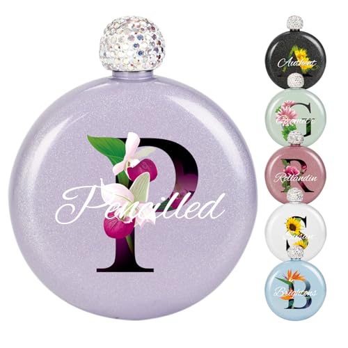 Personalisierter Flachmann aus Edelstahl, personalisierter Runder Flachmann für Frauen mit Namen, Partygeschenkidee für Brautjungfern - 5oz/150ml von Angry Egg Boy