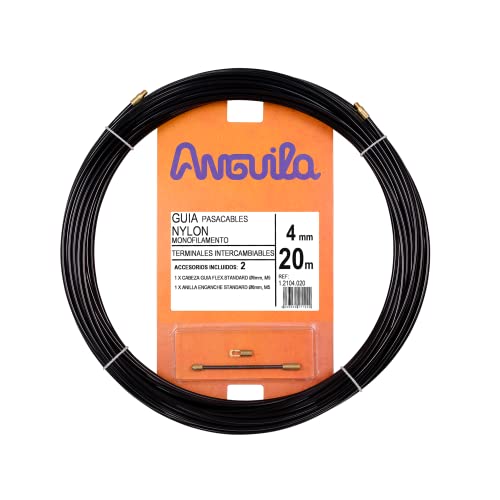 Anguila | Kabelführung | Auswechselbare Klemmen | Monofilament | Nylon | Schwarze Farbe | Durchmesser 4mm | 20 Meter von Anguila