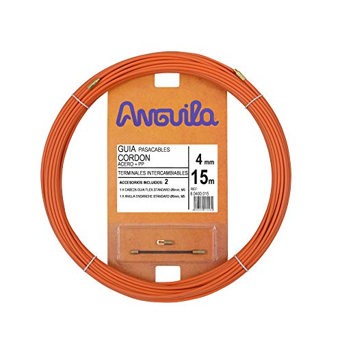 Anguila | Kabeleinführung | Auswechselbare Klemmen | Stahlseil + Propylen | Farbe Orange | Durchmesser 4mm | 15 Meter von Anguila