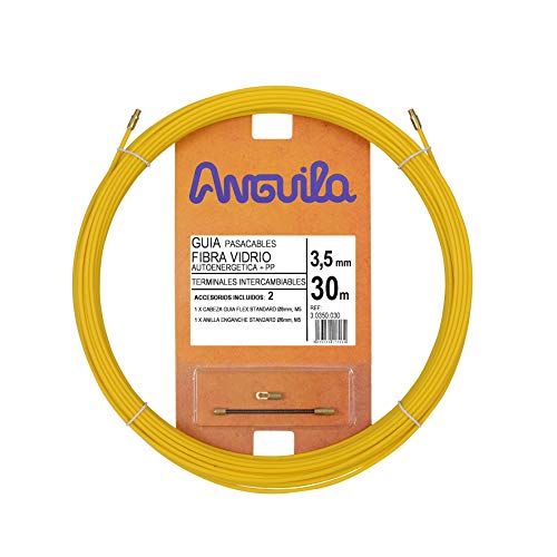 Anguila| Guía Pasacables | Fibra de Vidrio Reforzada + Propileno | Terminales Intercambiables | Color Amarillo | Diámetro 3,5mm | 30 metros von Anguila