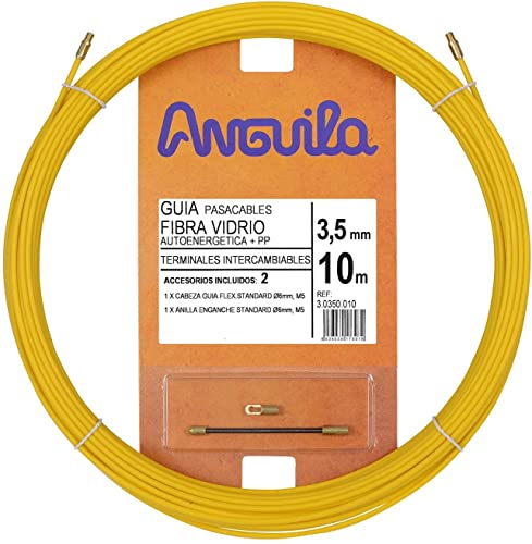 Anguila| Guía Pasacables | Fibra de Vidrio Reforzada + Propileno | Terminales Intercambiables | Color Amarillo | Diámetro 3,5mm | 10 metros von Anguila