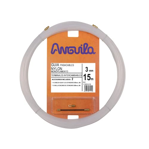 Anguila| Kabeleinziehhilfen | Wechselbare Endstücke | Einzelfaser | Nylon | Farbe Schwarz | Durchmesser 3mm| 15 Meter von Anguila