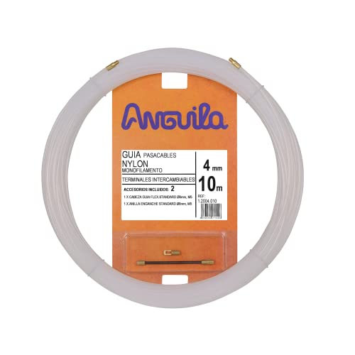 Anguila| Kabeleinziehhilfen | Wechselbare Endstücke | Einzelfaser | Nylon | Farbe Schwarz | Durchmesser 4mm| 10 Meter von Anguila