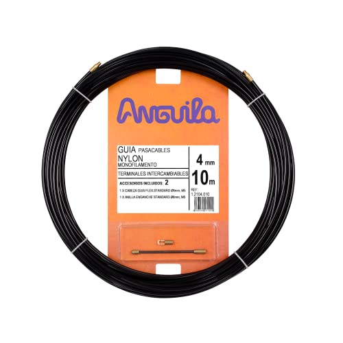 Anguila | Kabelführung | Auswechselbare Klemmen | Monofilament | Nylon | Schwarz Farbe | Durchmesser 4mm | 10 Meter von Anguila