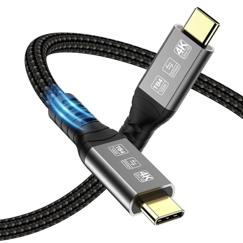 Angusplay USB4 Kabel mit Thunderbolt 4 Kabel 5m, USB C Thunderbolt Datenkabel 20Gbps, PD 100W USB-C Ladelkabel 4K/5K 60 Hz Videokabel Kompatibel mit Thunderbolt 4/3, USB4/3, für Macbook, iPhone 15 von Angusplay