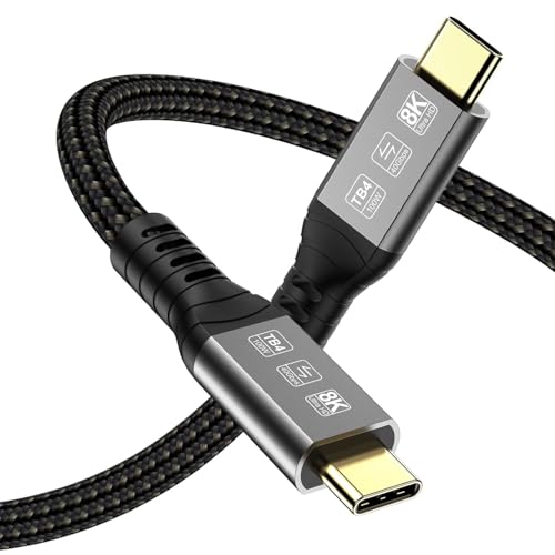 Angusplay USB C Thunderbolt 4 Kabel 2m 40Gbps, USB4 Geflochtene Kabel, 8K 60Hz 100W TB4 Kabel Kompatibel mit Thunderbolt 4/3, USB4/3, Typ C, für iPhone 15/15Pro/15Pro Max Mac MacBook Pro, SSD eGPU von Angusplay