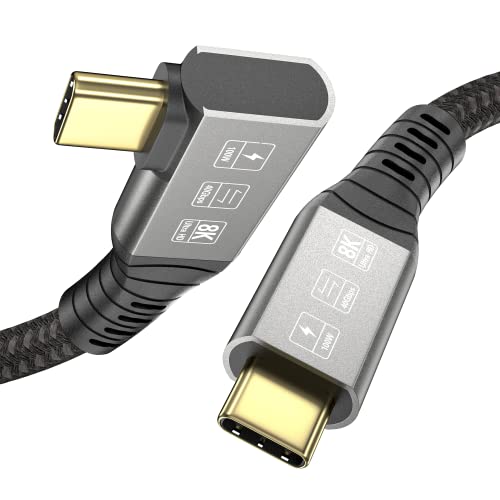 Angusplay USB C Thunderbolt 4 Kabel 2m Winkel 40Gbps, USB 4 Geflochtenes Kabel 90 Grad 100W, 8K 60Hz Video, Kompatibel mit Thunderbolt 4/3, USB4/3, Typ c, für iPhone 15 Pro Max MacBook Pro SSD eGPU von Angusplay