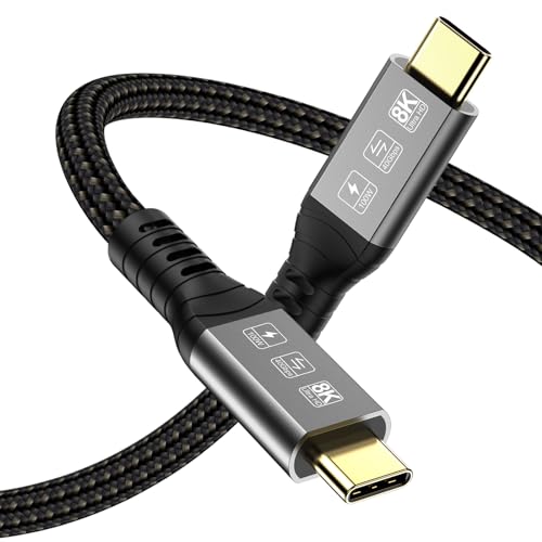 Angusplay USB C Thunderbolt 4 Kabel 40Gbps, USB4 Geflochtene Kabel, 8K 60Hz Video, 100W TB4 Kabel Kompatibel mit Thunderbolt 4/3, USB4/3, Typ C, für iPhone 15 Pro Max, Mac MacBook Pro, SSD eGPU, 1m von Angusplay