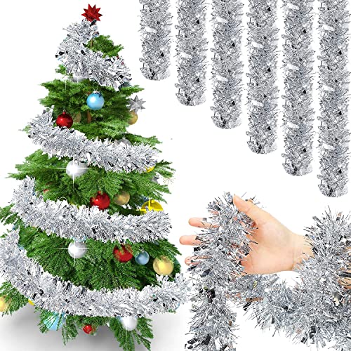 Anguxer Weihnachtsbaum Dekoration Girlande, 6 PCS Lametta Girlande Weihnachten, für Weihnachtsbaum Dekoration, Weihnachtsfeier, Hochzeit, Geburtstagsparty von Anguxer