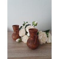 Handgemachte Keramikvasen Matt Strukturierte Terrakotta-Vasen -Set Von 2 Stück von Angytich