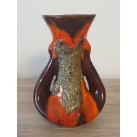 Vintage Lava-Vase Emaille-Keramik, Dekor Der 70Er Jahre Vintage Lava-Vase Emaille-Keramik, Dekor Der 70Er Jahre von Angytich