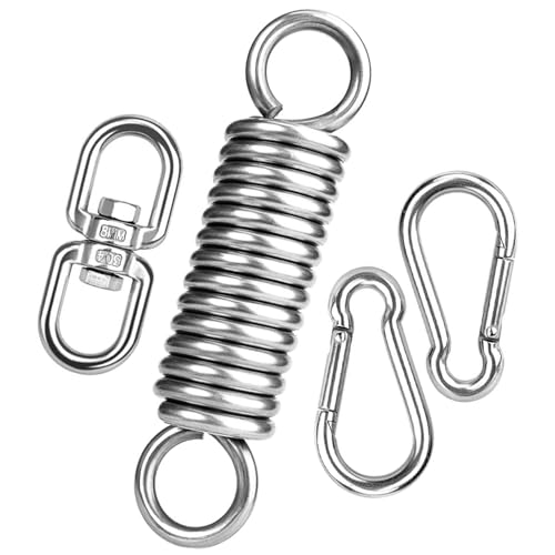 Anhoer 1 Schwingfeder für Hängesessel Set mit 360° Drehbarem Ring und Karabinerhaken max. 230 kg für Hängestuhl Hängematte Boxsack Halterung Yoga Boxsäcke von Anhoer