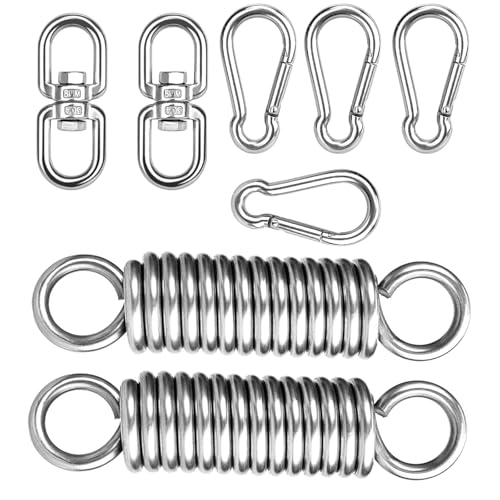 Anhoer 2 Schwingfeder für Hängesessel Sets mit 360° Drehbarem Ring und Karabinerhaken max. 230 kg für Hängestuhl Hängematte Boxsack Halterung Yoga Boxsäcke von Anhoer
