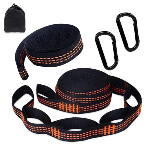 Anhoer 2 Stück Hängematte Befestigungs mit 2 Hakenkarabinern Hängematten Aufhängung max 300 kg Schaukel Befestigung Seil Hängemattenzubehör für Camping Outdoor Wandern (2.8M) von Anhoer