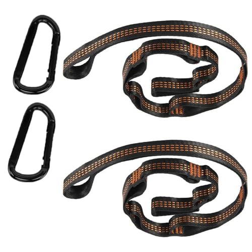 Anhoer 2 Stück Hängematte Befestigungs mit 2 Hakenkarabinern Hängematten Aufhängung max 300 kg Schaukel Befestigung Seil Hängemattenzubehör für Camping Outdoor Wandern (2M) von Anhoer