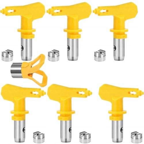 Anhoer 6 Stück Airless Düse mit Spitzendichtung Reversible Sprühspitzen mit 1 Düse Sitz für Farbspritzgeräte für Airless Farbsprühsysteme Zuhause Gebäude Decks (Typ 515,517,519,521,523,525) von Anhoer