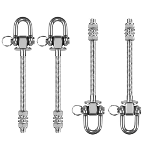 Anhoer Schaukelhaken Deckenhaken Schwerlast Hängematte Befestigung Holzbalken Deckenhalterung mit Lagern 1800lbs für Hängematten Yoga Boxsäcke Spielplatz (D-Form 228cm 2 Stück) von Anhoer