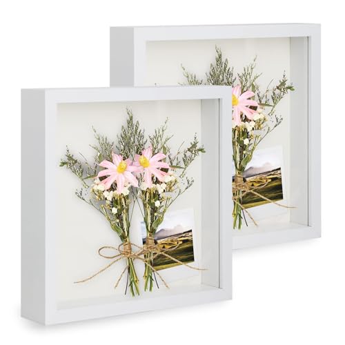 Anhow 2er 3D Bilderrahmen zum Befüllen, 3D Bilderrahmen Tiefer Objektrahmen 20 x 20 cm mit Transparente Echtglas für Tischplatte und Wand - Weiß/ 3cm Anhow 2er 3D Bilderrahmen zum Befüllen, 3D Bilderrahmen Tiefer Objektrahmen 20 x 20 cm mit Transparente Echtglas für Tischplatte und Wand - Weiß/ 3cm von Anhow