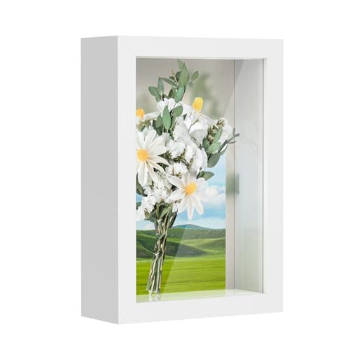 Anhow 3D Bilderrahmen zum Befüllen, 3D Bilderrahmen Tiefer Objektrahmen 10 x 15 cm mit Transparente Echtglas für Tischplatte und Wand - Weiß/ 3cm Anhow 3D Bilderrahmen zum Befüllen, 3D Bilderrahmen Tiefer Objektrahmen 10 x 15 cm mit Transparente Echtglas für Tischplatte und Wand - Weiß/ 3cm von Anhow