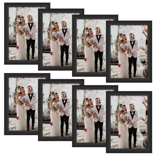 Anhow 8 Stück Bilderrahmen 13x18 cm, Schwarz Fotorahmen Collage Set Horizontal oder Vertikal für Wandbehänge oder Tischdekoration - Schwarz von Anhow