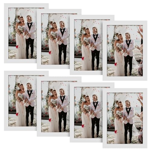 Anhow 8 Stück Bilderrahmen 13x18 cm, Weiß Fotorahmen Collage Set Horizontal oder Vertikal für Wandbehänge oder Tischdekoration - Weiß von Anhow
