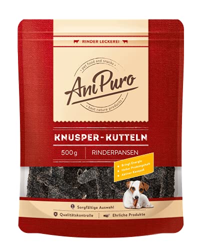 AniPuro KNUSPER-KUTTELN, Leckerlis aus Rinder-Pansen, hochwertig und getreidefrei, Snack mit hohem Protein-Gehalt, für große und kleine Hunde, 500g von Ani Puro