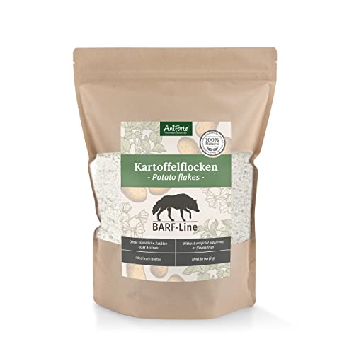 AniForte Barf Zusatz Hund Kartoffelflocken 1kg – Naturprodukt, Barf Hundefutter, getreidefrei, glutenfrei, Flocken für Hunde ohne künstliche Zusätze, Natur Hundeflocken, Kartoffelflocken für Hunde von AniForte