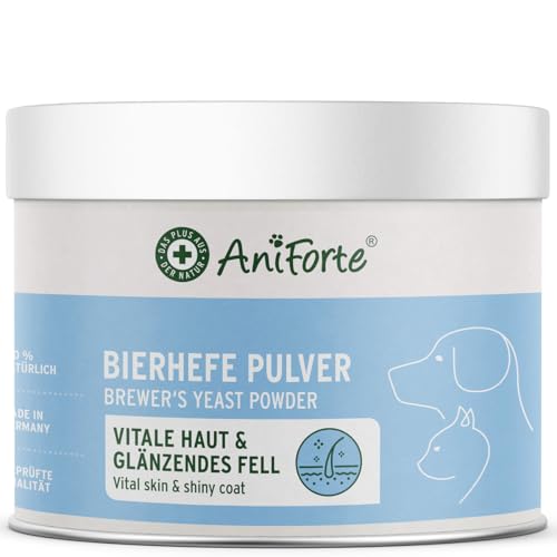 AniForte Bierhefe Hund & Katze 250g Pulver - Glänzendes & kräftiges Fell, Vitale Haut, Biotin & Vitamin B für Hunde & Katzen, Allgemeine Unterstützung der Kondition von AniForte