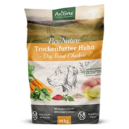 AniForte Natürliches Hunde-Futter Trockenfutter LandChicken 14kg, Zartes Huhn mit Reis, 100% Natur, Allergiker, Glutenfrei, Karotten & knackigem Chicorée, ohne künstliche Vitamine von AniForte