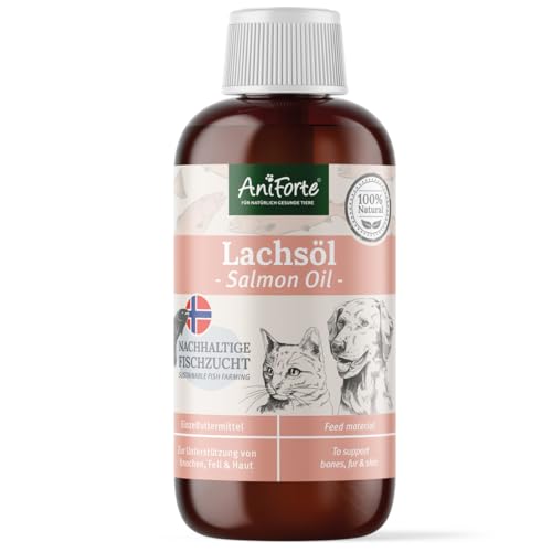 AniForte Natur Lachsöl für Hunde & Katzen 250 ml mit Omega 3 – Norwegisches, natürliches Lachsöl für Haut & Haar, Lachsöl für Hunde & Katzen, ohne künstliche Zusätze von AniForte