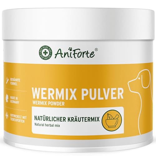AniForte WermiX für Hunde 250g - Natürliche Kräuter, seit 10 Jahren bewährte Alternative, Unterstützung durch Saponine, Bitterstoffe, Thymian, Wermut & Salbei von AniForte