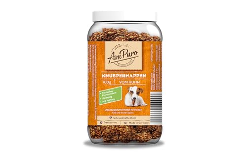 AniPuro 700g Snackbecher Knusperhappen vom Huhn, hochwertiger und knuspriger Belohnungssnack, weizenfreie Rezeptur, tierisches Monoprotein, für große und kleine Hunde von Ani Puro