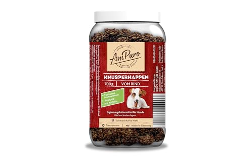 AniPuro 700g Snackbecher Knusperhappen vom Rind, hochwertiger und knuspriger Belohnungssnack, weizenfreie Rezeptur, tierisches Monoprotein, für große und kleine Hunde von Ani Puro