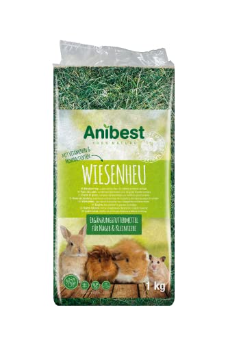 Anibest Wiesenheu, 100 % natürliches Futter für Kaninchen, Hamster, Meerschweinchen sowie andere Nager und Kleintiere, Made in Germany, 1 kg von Anibest